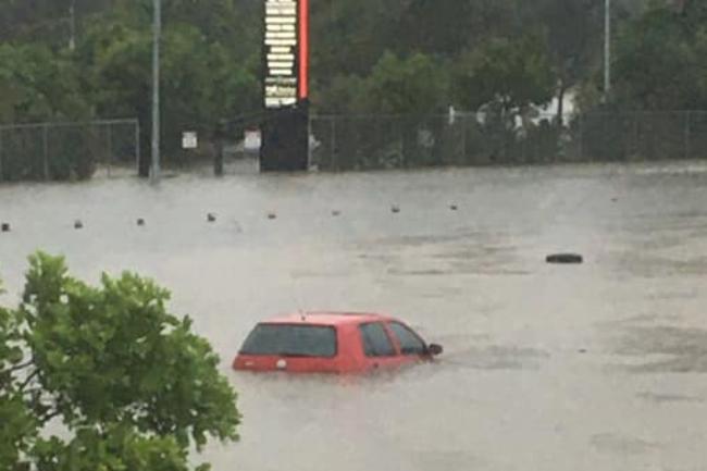 Flooding at Carrara. Picture: Matt Swift