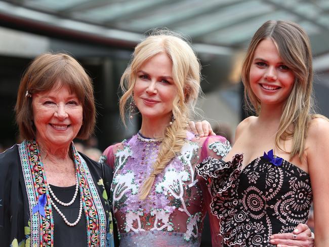 Nicole Kidman said she and her mother Janelle (left) with niece Lucia Hawley (right) “share the concern for everyone whose lives have been hurt”. Picture: Getty Images