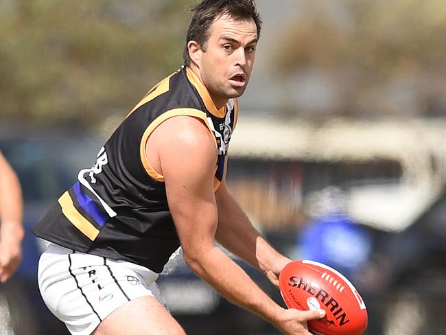 WRFL footy: Manor Lakes V Caroline Springs. No 17 Brian Lake. Picture: David Smith