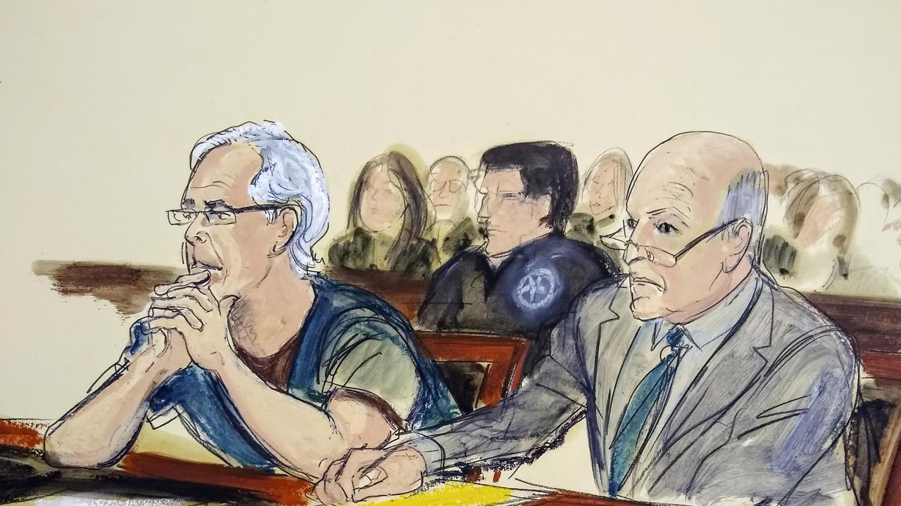 In this July 15, 2019 courtroom artist's sketch, defendant Jeffrey Epstein, left, and his attorney Martin Weinberg listen during a bail hearing in federal court, in New York. Officials say the FBI and U.S. Inspector General's office will investigate how Epstein died in an apparent suicide, while the probe into sexual abuse allegations against the well-connected financier remains ongoing. Picture: Elizabeth Williams via AP, File