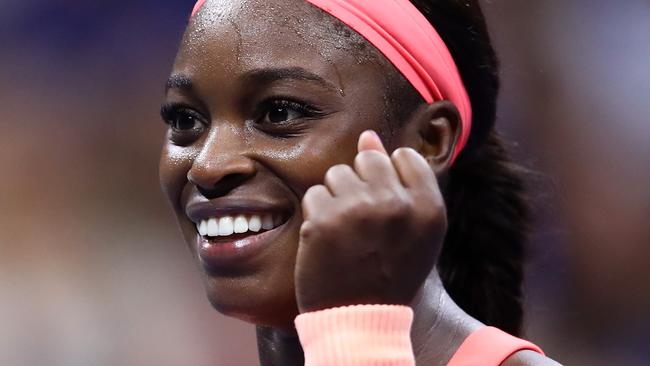 Sloane Stephens fought back from a second-set disaster to win in three.