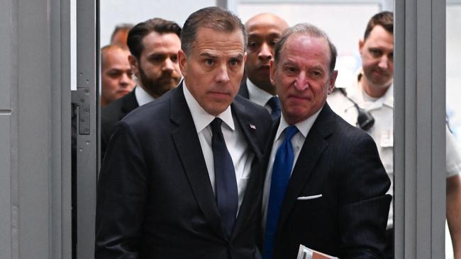 Hunter Biden and lawyer Abbe Lowell arrive for a closed-door deposition with the House Oversight and Judiciary committees on Capitol Hill in Washington, DC, February 28, 2024. Picture: Roberto Schmidt/AFP