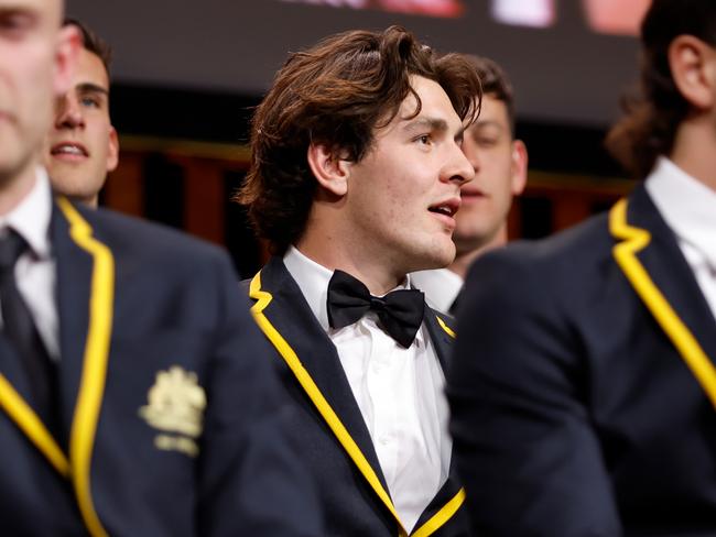 Gulden on stage after receiving what could be the first of many All-Australian blazers. Picture: Dylan Burns/AFL Photos via Getty Images