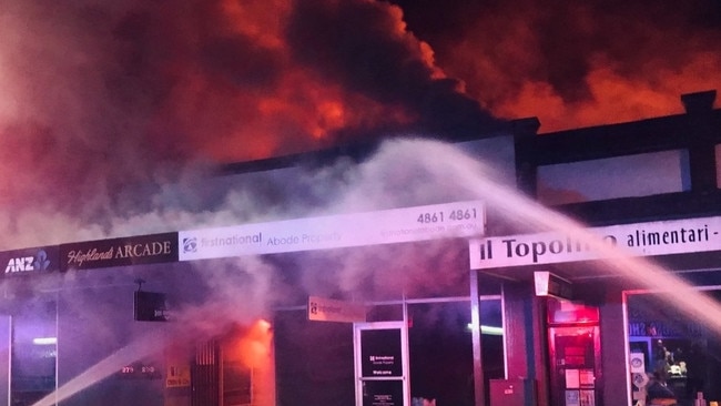 A fire has engulfed a number of businesses along Bowral's Bong Bong Street. Picture: NSW Fire and Rescue