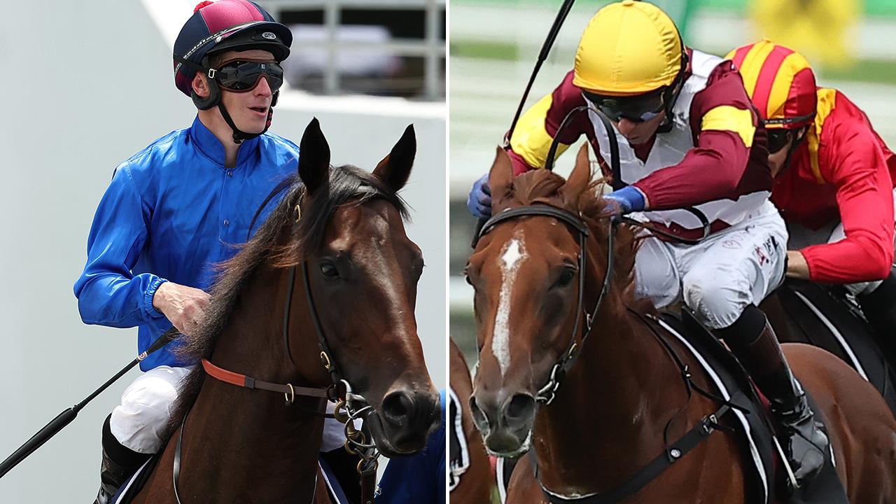 Star three-year-olds Broadsiding (left) and Linebacker will clash in the Group 2 Hobartville Stakes. Pictures: Getty Images