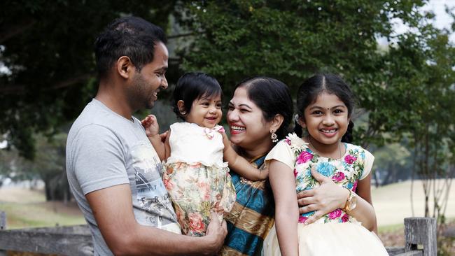 ‘We want our children to be part of this nice culture’: Raju Allam with wife Jhansi and daughters Avianna and Aashika. Picture: Nikki Short