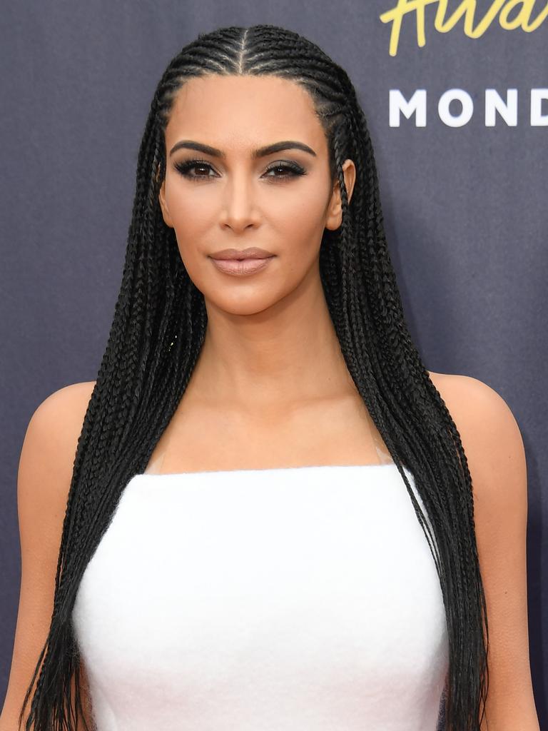 Kardashian, with her hair in Fulani braids, at the 2018 MTV Movie &amp; TV Awards. Picture: Valerie Macon/AFP