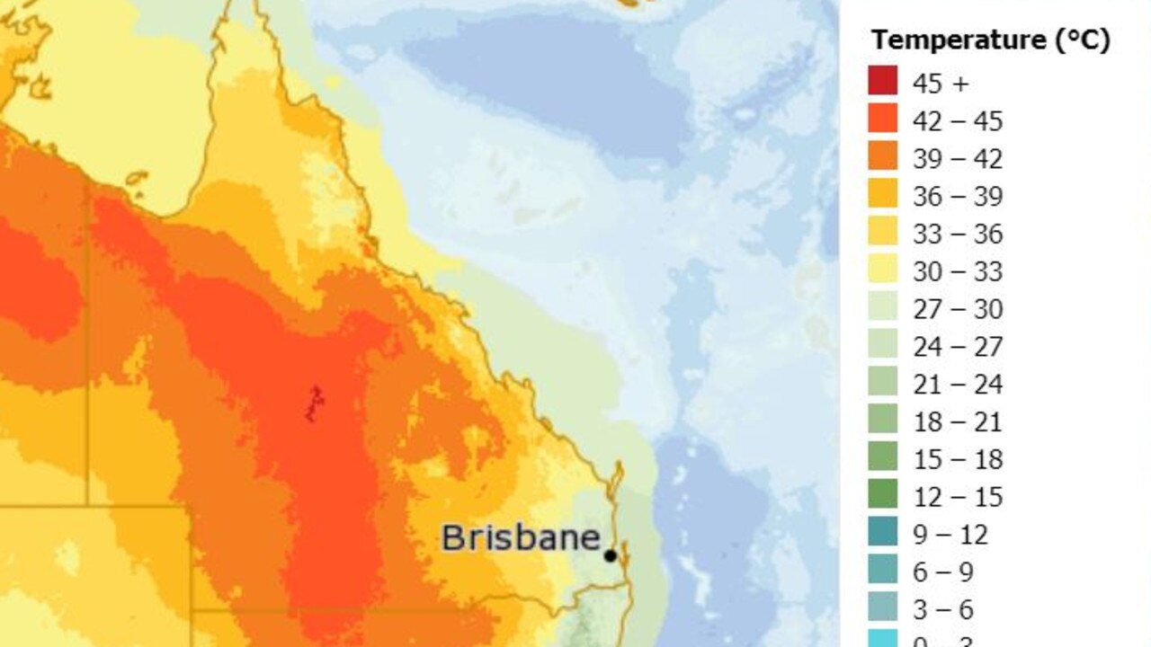 Temperatures forecast for Thursday. Picture: Bureau of Meteorology.