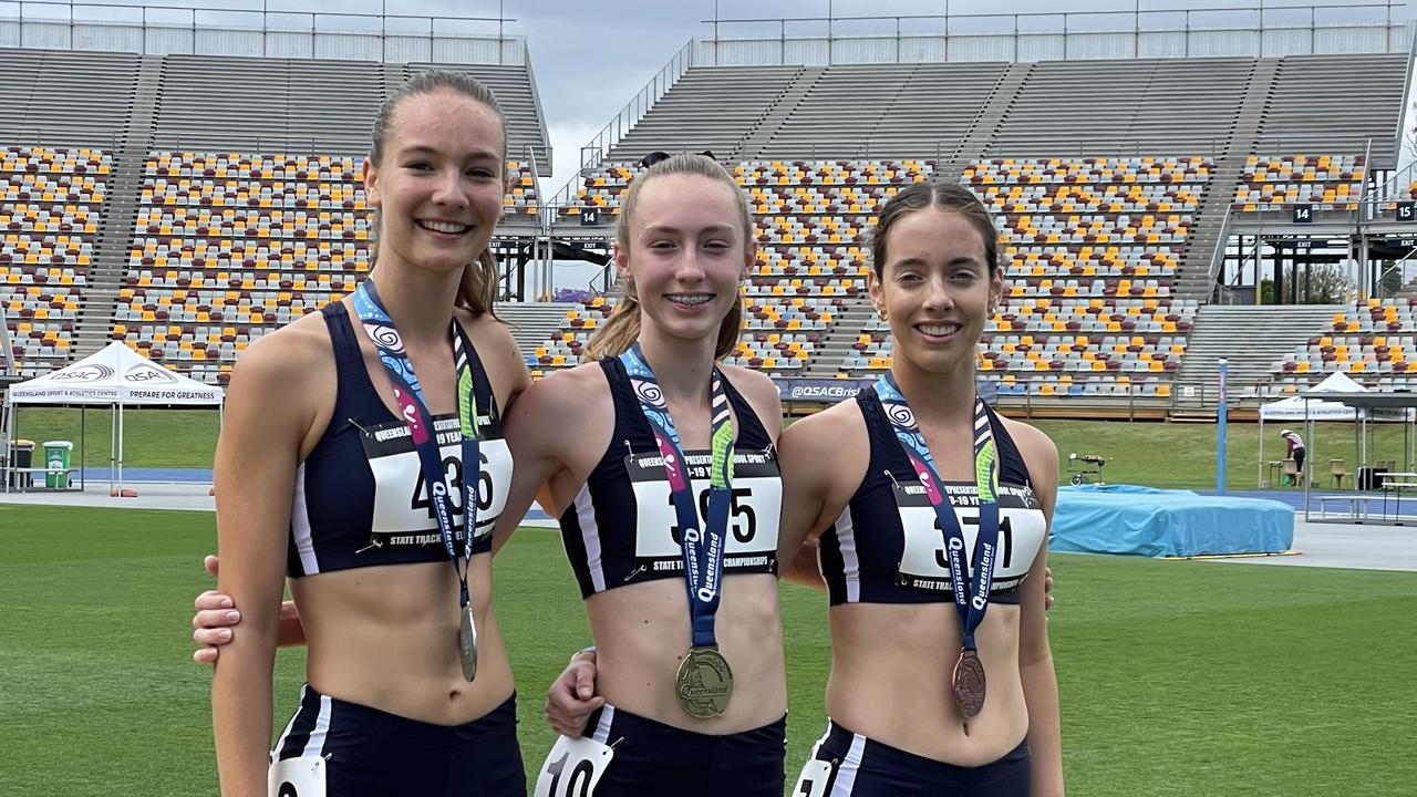 Met East clean sweep - Emma Fryga, middle, Libby Mantay, left and Georgie Burg.