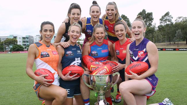 AFL Women’s captains at the season launch. Picture: Wayne Ludbey