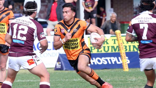 Action shots of the Southport Tigers vs. Burleigh Bears major semi-final clash at Pizzey Park. Malachi Morgan. 4 September 2022 Miami Picture by Richard Gosling