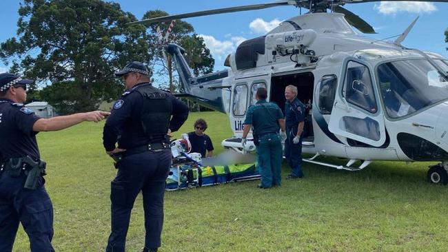 LifeFlight airlifts elderly man injured in scooter and car crash at Tin Can Bay.