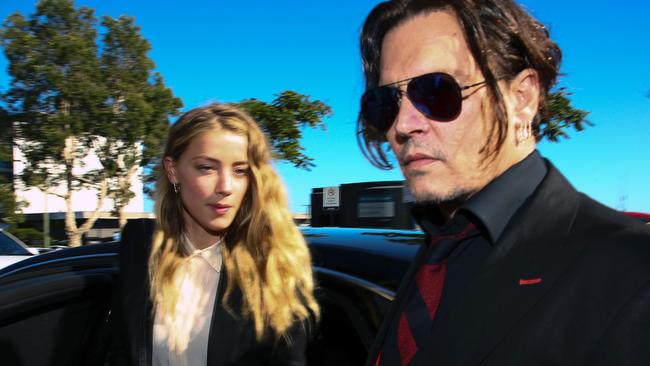 Johnny Depp and his former wife Amber Heard arriving at a court in the Gold Coast in 2015. Picture: AFP