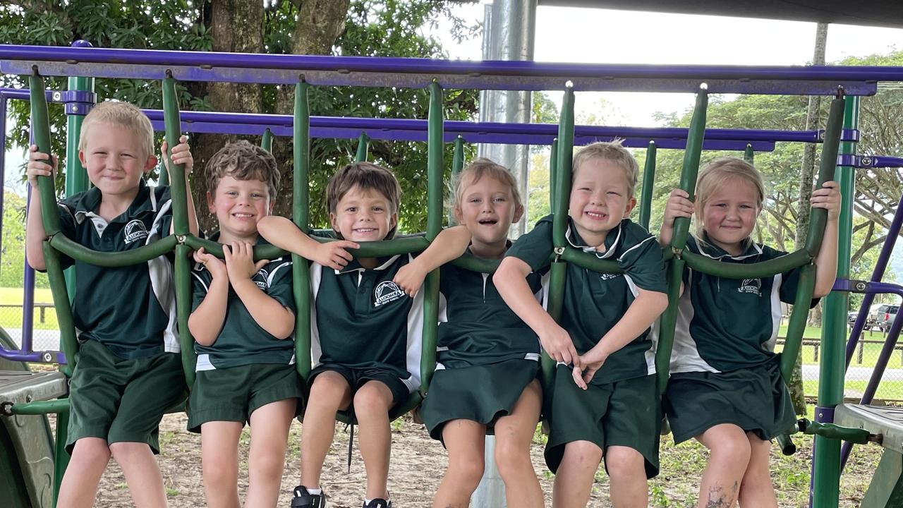 My First Year 2025. Aloomba State School prep class: Zander, Cooper, Keelan, Sophie, Roy, Hope. Photo: Supplied.