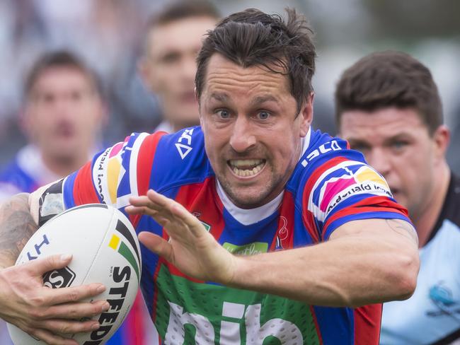 Mitchell Pearce of the Knights during the Round 24 NRL match between the Cronulla-Sutherland Sharks and the Newcastle Knights at Southern Cross Group Stadium in Sydney, Sunday, August 26, 2018. (AAP Image/Craig Golding) NO ARCHIVING, EDITORIAL USE ONLY