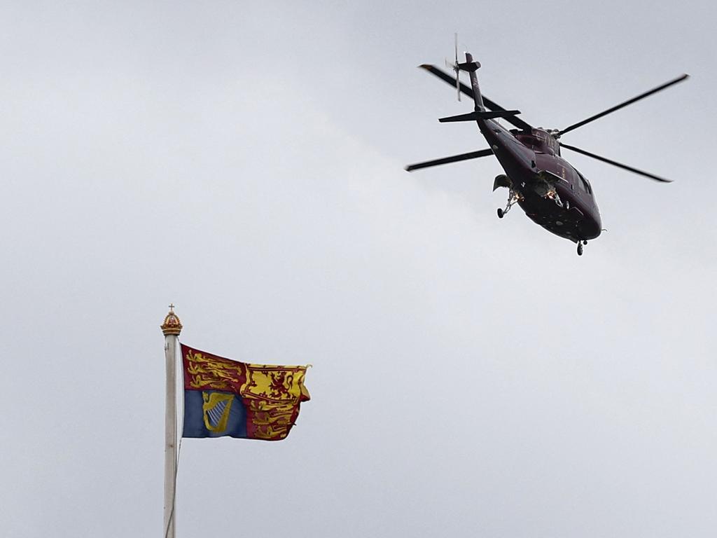 The King and Queen were flown from Buckingham Palace to Sandringham. Picture: AFP