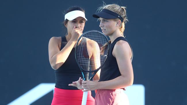 Lizette Cabrera with her doubles partner Maddison Inglis at this week’s Yarra Valley Classic.