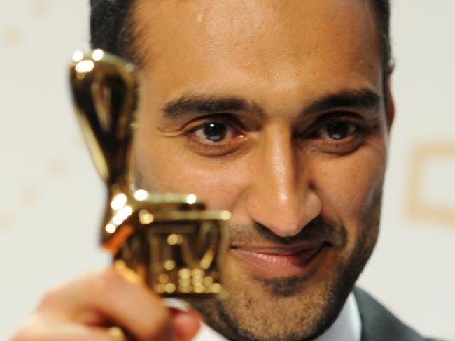 Gold Logie winner Waleed Aly after the 2016 Logie Awards at the Crown Casino in Melbourne, Sunday, May 8, 2016. (AAP Image/Joe Castro) NO ARCHIVING