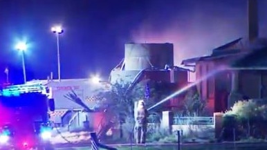 A house in Angaston has been destroyed in a fire started by a lightning strike. Picture: 9 News