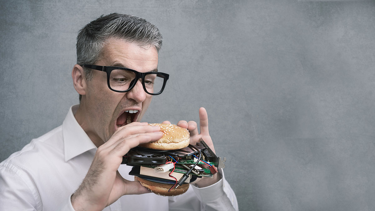 "It's burger AND chips, Andy... you idiot." Pic via Getty Images.