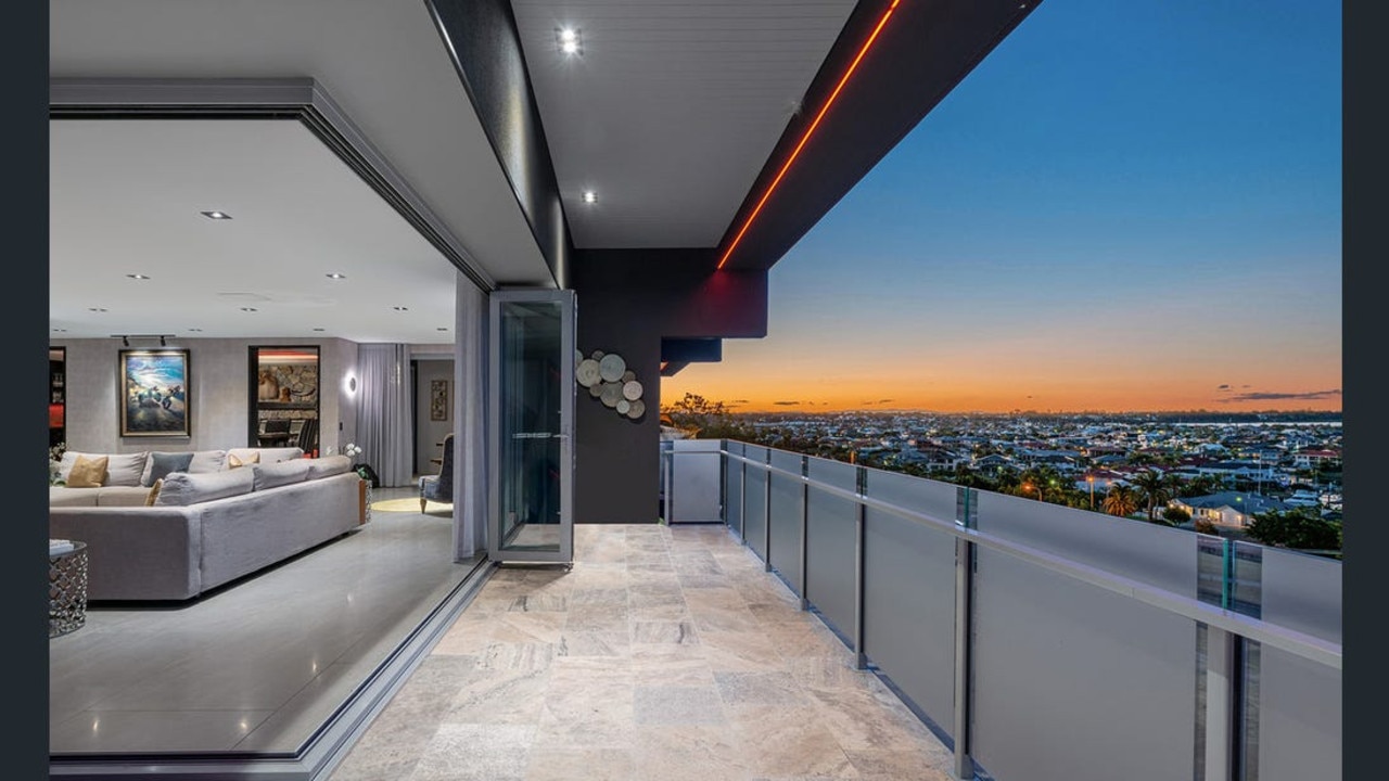 The balcony with water views.