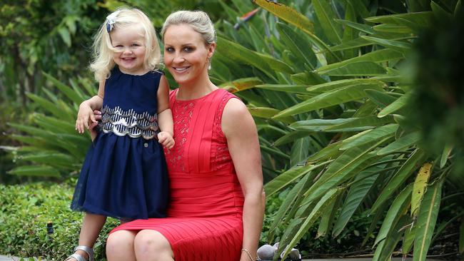 Samantha Dybac and her daughter Mischa Evans at their Sydney home. Mischa has her own Instagram account despite being under 2 years of age. Picture: Sam Ruttyn