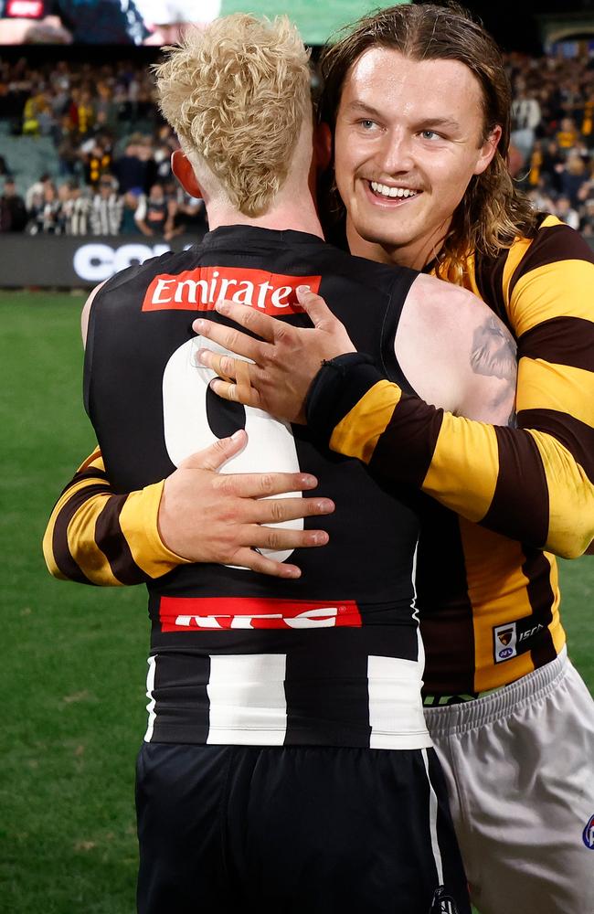 Jack Ginnivan’s date with the Pies delivered. (Photo by Michael Willson/AFL Photos via Getty Images)