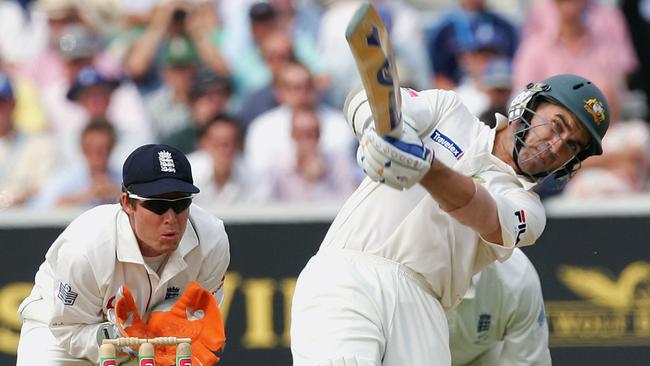 Langer was Australia’s top run-scorer through the 2005 series. Picture: Hamish Blair/Getty Images