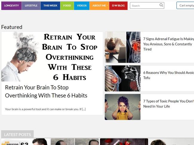 A screenshot of David Wolfe's website.