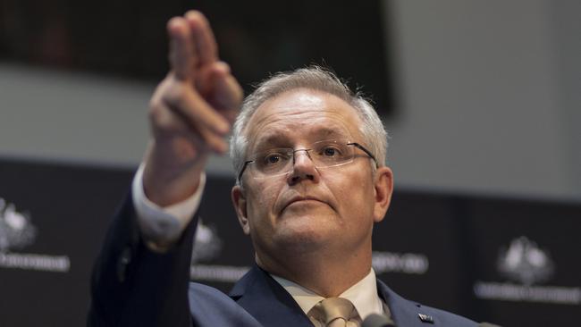 Scott Morrison says ‘We will get through this together … it’s no longer about entitlement, it’s about need’, but such fine sentiments clearly defy reality. Picture Gary Ramage