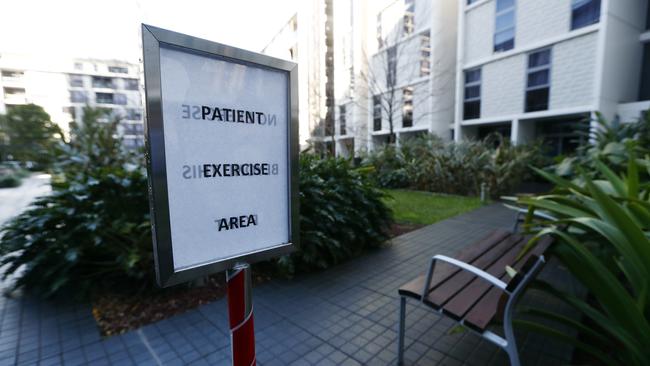 The exercise yard at the hotel for patients. Picture: Sam Ruttyn