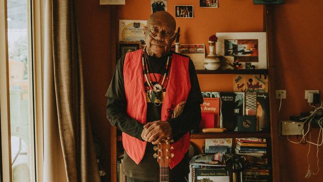 Australian singer-songwriter Archie Roach, pictured at his home in Killarney, southwest Victoria, in early December 2021. A career-spanning anthology album, 'My Songs: 1989-2021', is released on March 11 2022 via Bloodlines. Picture: Lani Louise