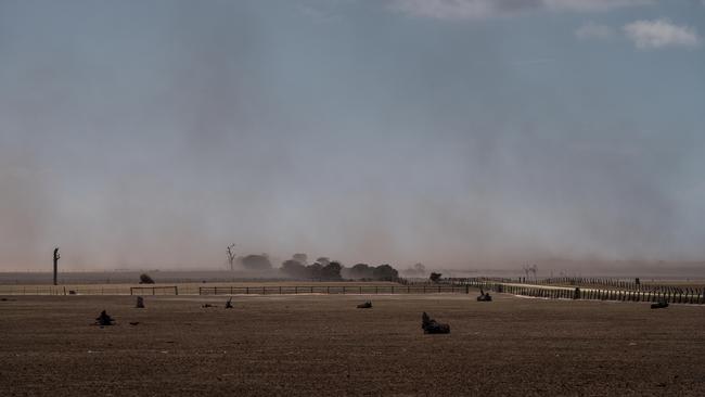 Winds kick up dust at Mr Boland's farm. Picture: Jake Nowakowski