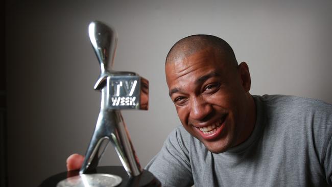 Aaron Fa'aoso with a Silver Logie for outstanding drama series, miniseries or telemovie in 2010 for East West 101. Mr Fa’Aoso played a detective on the popular Australian drama.