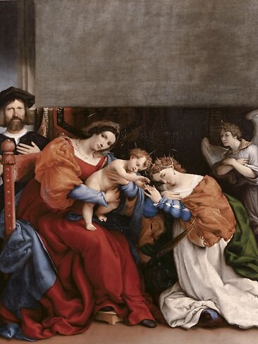 <p><strong>Lorenzo Lotto</strong><br/> <em>The Mystic Marriage of Saint Catherine of Alexandria</em> 1523.<br/> Oil on canvas.<br/> Accademia Carrara, Bergamo, bequest of Giacomo Carrara, 1796.<br/> Picture: Supplied</p>