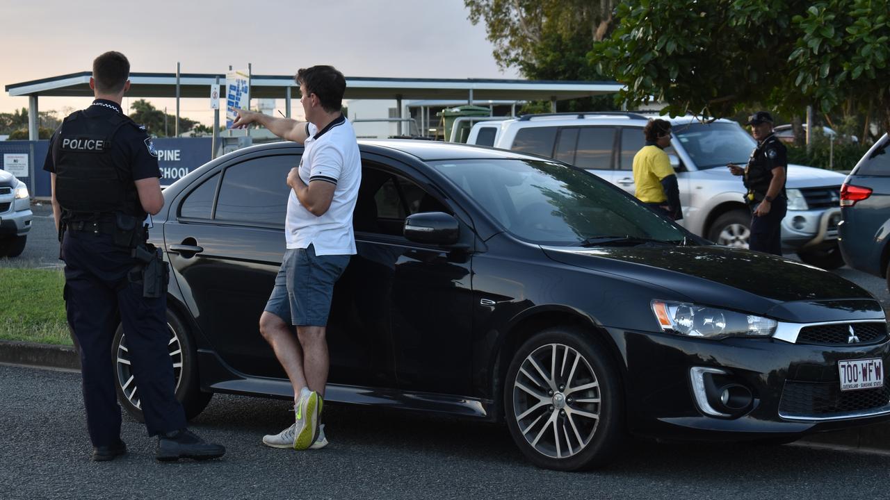 Police interviewed witnesses outside Proserpine State High School following an arrest this afternoon.