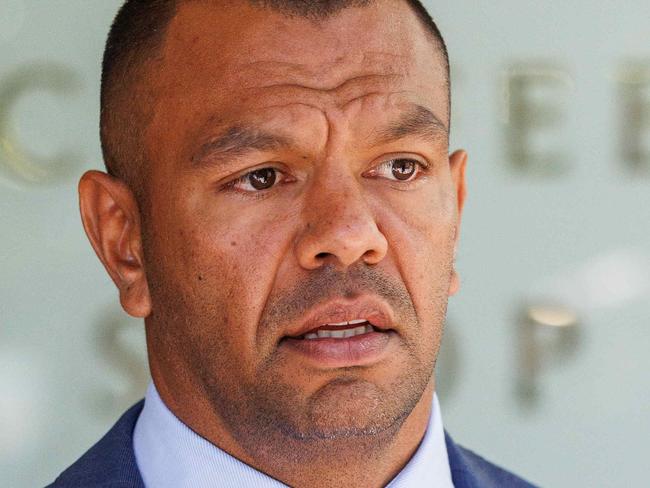 SYDNEY, AUSTRALIA - NewsWire Photos JANUARY 24, 2024: Kurtley Beale leaving Downing Centre Court this afternoon with Lawyer Margaret Cuneen and legal team. Picture: NCA NewsWire / David Swift