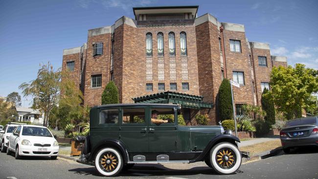 Moe Akgun in Bonnie, his 1928 Chrysler. Picture: AAP/Russell Shakespeare