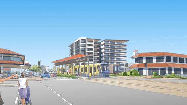 Artist impressions of Gold Coast light rail Stage 4 - Burleigh Heads to Gold Coast Airport. Picture: Supplied