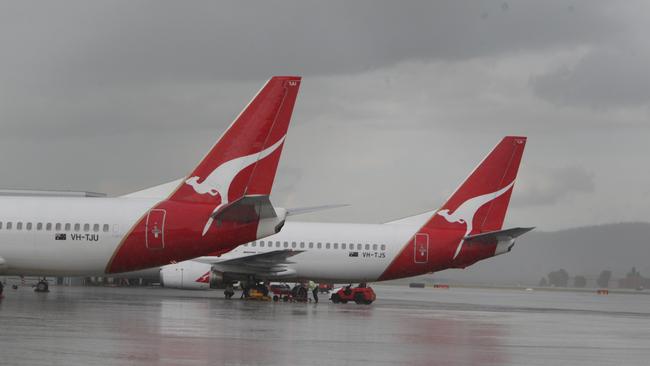 Planes at Canberra Airport after Qantas CEO Alan Joyce grounded the entire fleet in 2011 amid a union dispute.