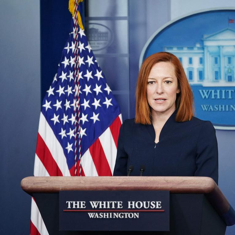 White House Press Secretary Jen Psaki at a press briefing earlier this month. Picture: Mandel Ngan/ AFP