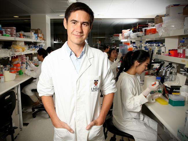 University NSW researcher Dr Lindsay Wu, pictured in his laboratory, is taking the anti-ageing pill. Picture: Stephen Cooper