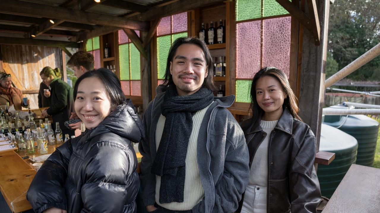 Sze Ming Song, Marvyn Mejica, and Olivia Ang at the opening of the new distillery at Pechey Distilling Co. Saturday, 13 July, 2024. Picture: Christine Schindler