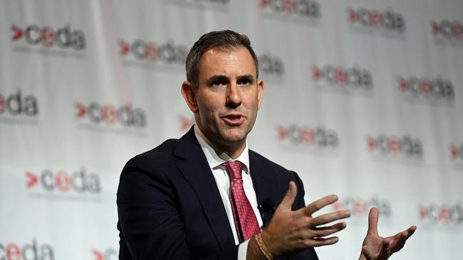 Treasurer Jim Chalmers addresses a Committee for Economic Development Australia luncheon in Brisbane. Picture: Dan Peled / NCA NewsWire