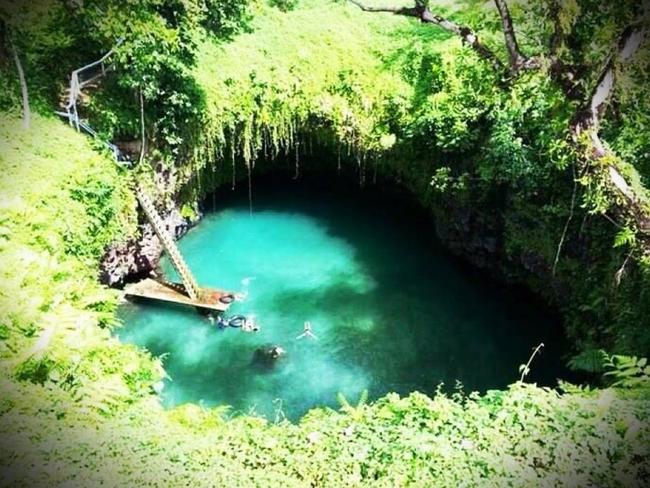 To Sua trench in Samoa, one of the world's best natural swimming pools. Picture: Nathan Davies