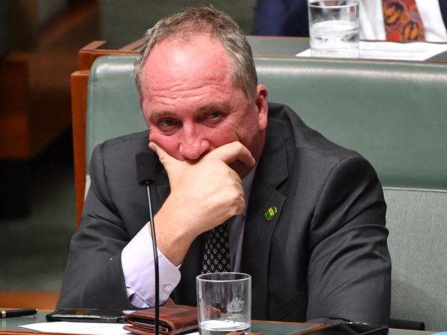 Barnaby Joyce during Question Time. Team Joyce are expected to keep working to undermine Michael McCormack. Picture: AAP