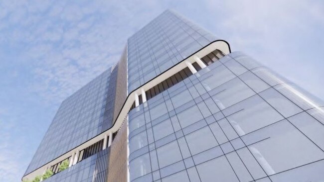 The facade of the proposed high-rise office tower at 186 Wickham St.