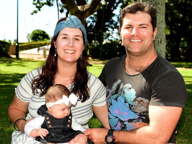 Mother's Day at Anzac Park; Lauren Armstrong and Ross Mead with Evelyn Mead 3m