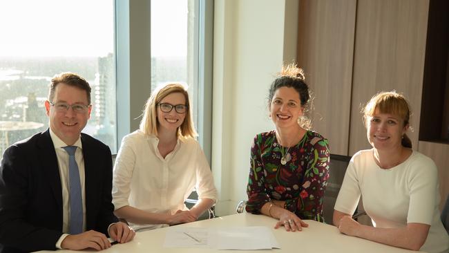 Dominic Sullivan and Liz Scully with Women’s Community Shelters Chief Operating Officer Simone Parsons and PAYCE Foundation director Rebecca Edwards.