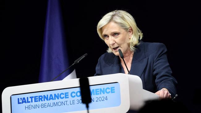 Marine Le Pen’s Rassemblement National (National Rally), together with its allies, topped the polls in 260 constituencies. Picture: AFP